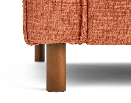 Canapé droit 2 places en tissu velours relief pieds en bois foncé Jake