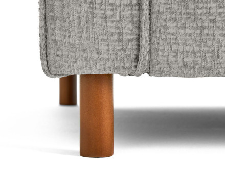 Canapé droit 2 places en tissu velours relief pieds en bois foncé Jake
