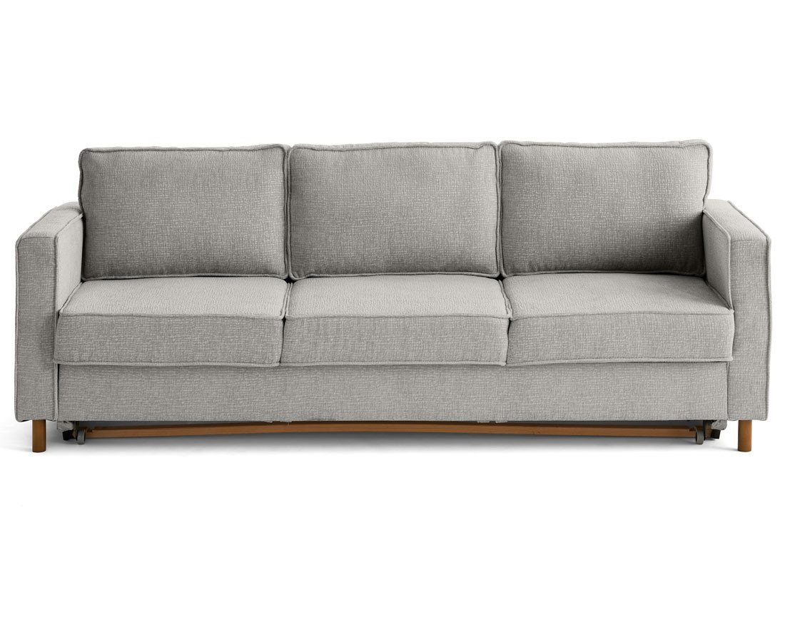Canapé droit 3 places convertible en tissu velours relief Jake