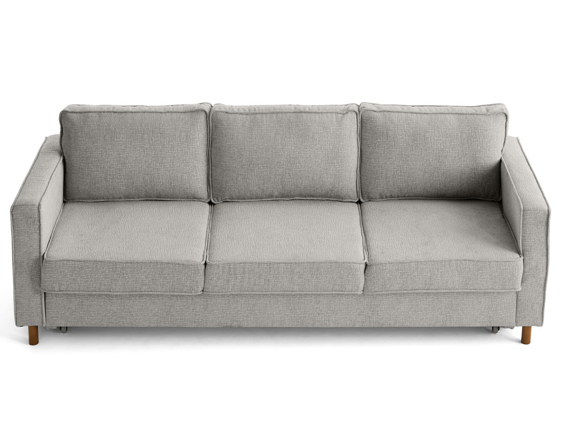 Canapé droit 3 places convertible en tissu velours relief Jake