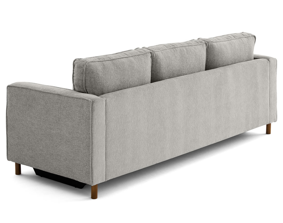 Canapé droit 3 places convertible en tissu velours relief Jake