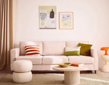 Canapé droit 3 places convertible en tissu velours relief Jake