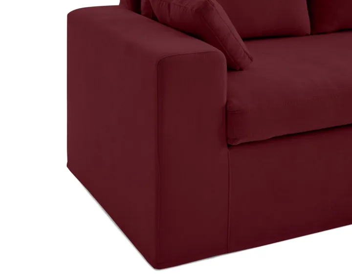 Canapé d'angle déhoussable et modulable 3 places et 1 pouf en tissu Calgary