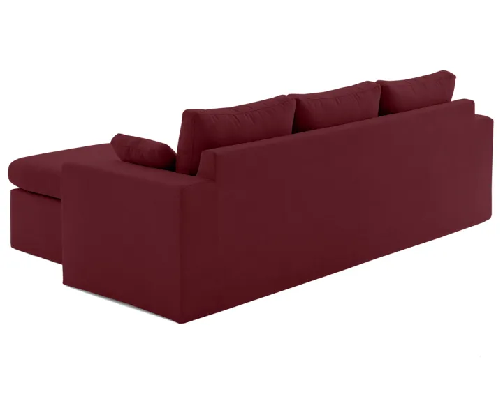 Canapé d'angle déhoussable et modulable 3 places et 1 pouf en tissu Calgary