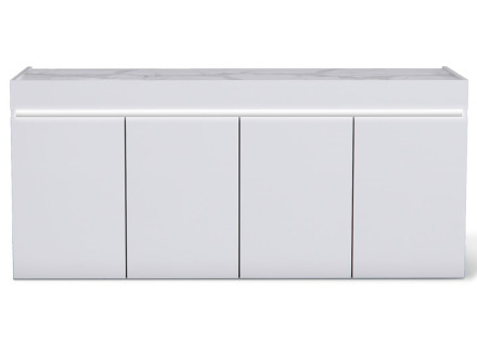 Buffet bas blanc plateau effet marbre 208 cm Amaury