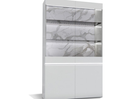 Vitrine blanc fond effet marbre 115x185 cm Amaury