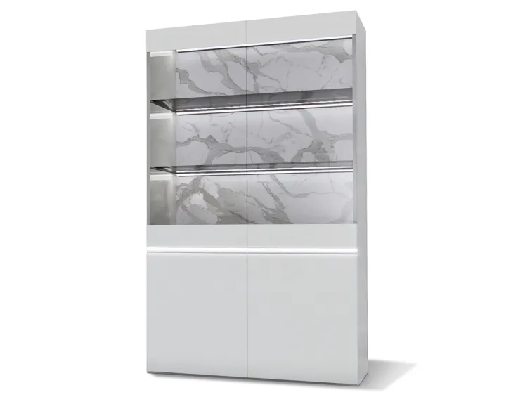 Vitrine blanc fond effet marbre 115x185 cm Amaury