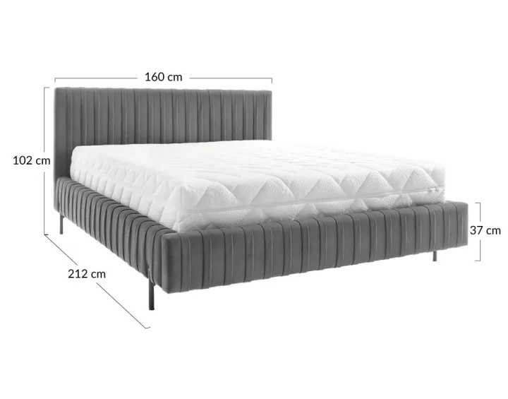 Lit coffre 140x200 cm sommier inclus en velours Flavio