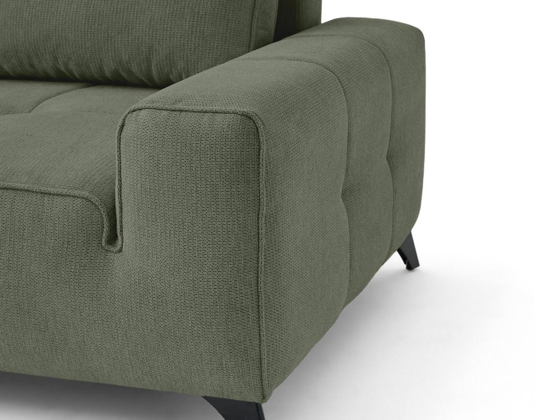 Canapé d'angle gauche 4 places convertible avec coffre en tissu texturé Rimini