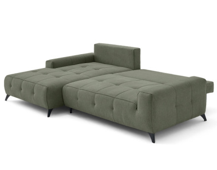 Canapé d'angle gauche 4 places convertible avec coffre en tissu texturé Rimini