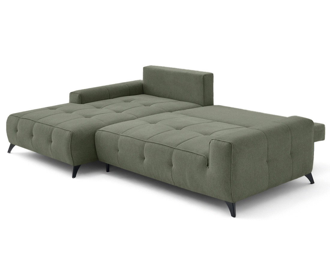 Canapé d'angle gauche 4 places convertible avec coffre en tissu texturé Rimini