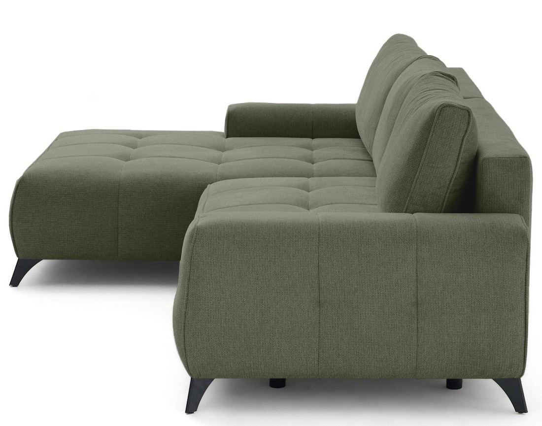 Canapé d'angle gauche 4 places convertible avec coffre en tissu texturé Rimini