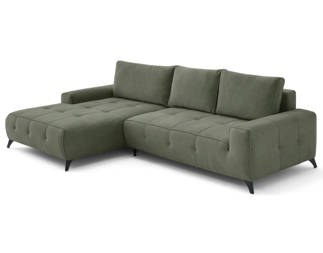 Canapé d'angle gauche 4 places convertible avec coffre en tissu texturé Rimini