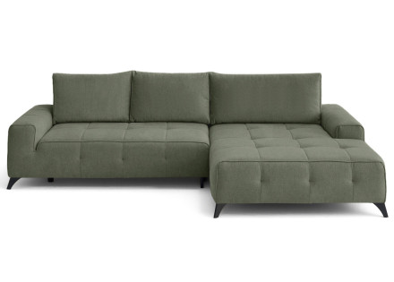 Canapé d'angle droit 4 places convertible avec coffre en tissu texturé Rimini