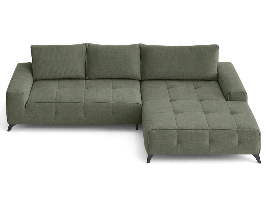 Canapé d'angle droit 4 places convertible avec coffre en tissu texturé Rimini