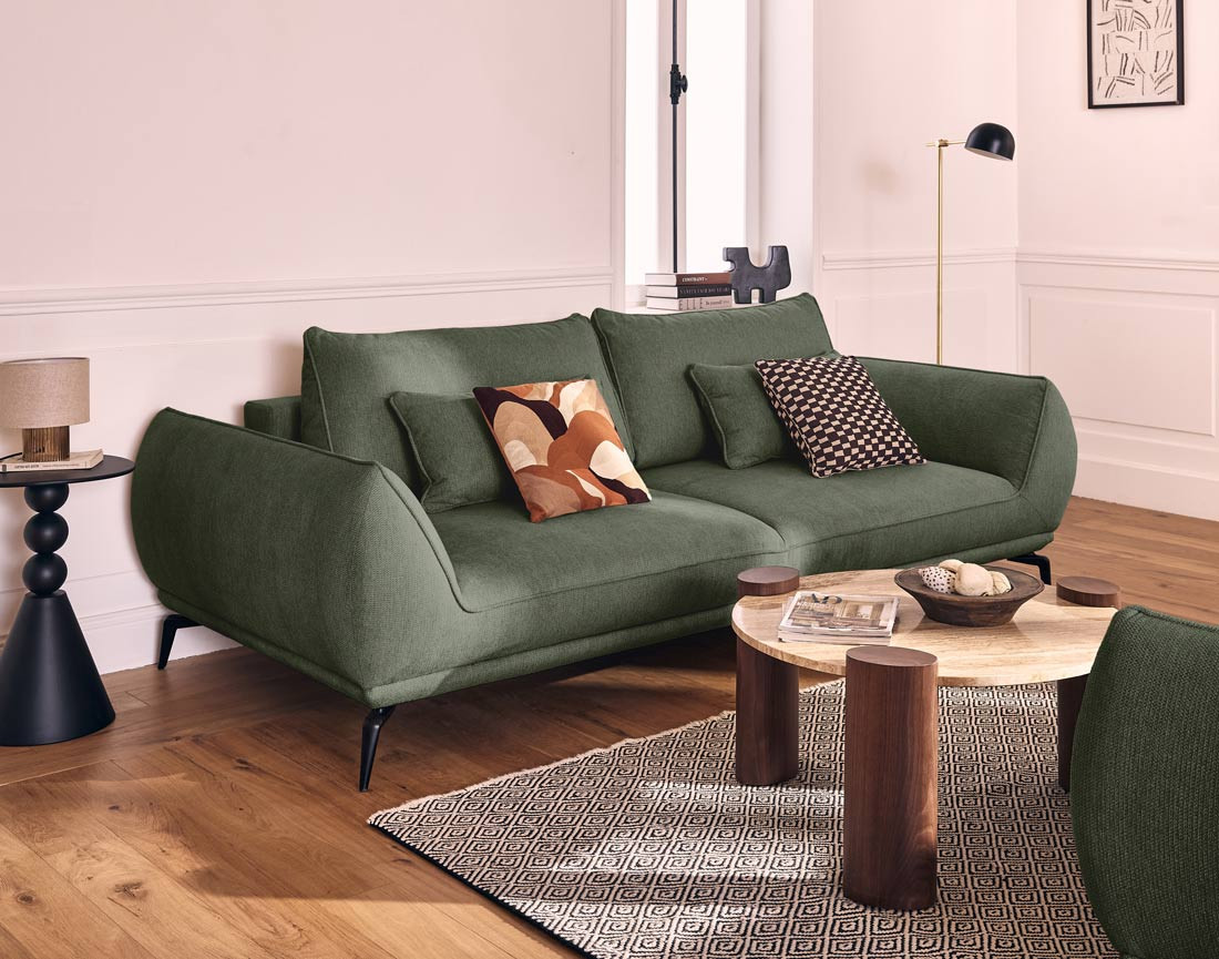 Canapé droit 3 places convertible en tissu texturé Arica