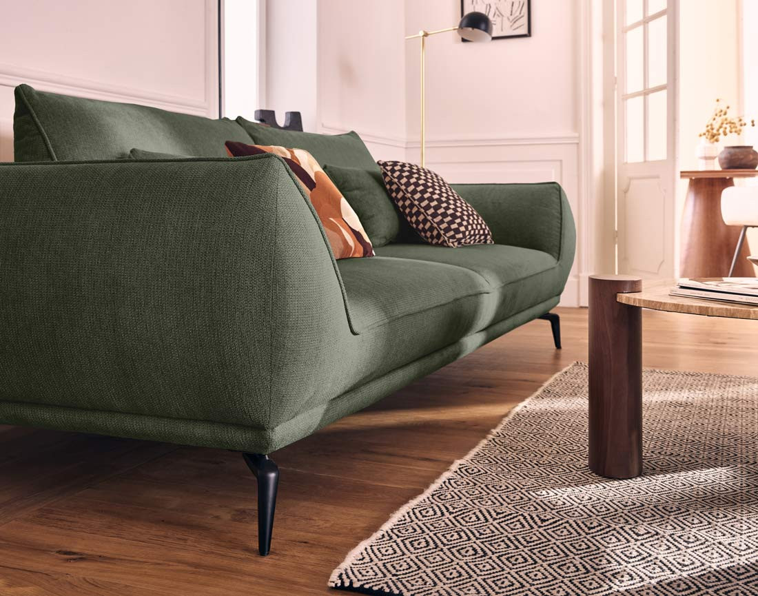 Canapé droit 3 places convertible en tissu texturé Arica