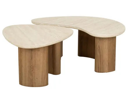 Lot de 2 tables basses bois 88 et 65 cm Mohea