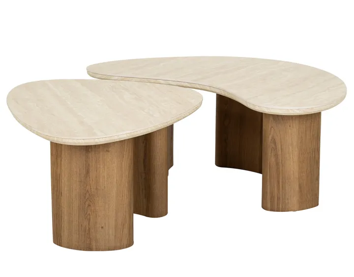 Lot de 2 tables basses bois 88 et 65 cm Mohea