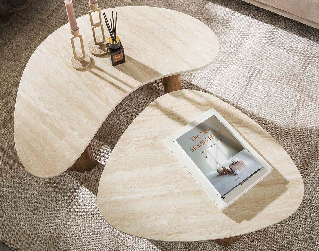 Lot de 2 tables basses bois 88 et 65 cm Mohea