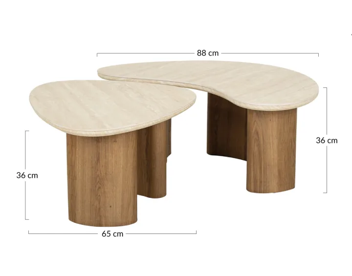 Lot de 2 tables basses bois 88 et 65 cm Mohea