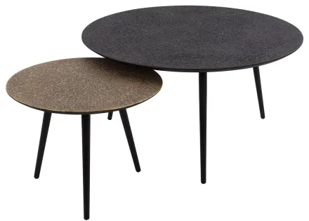 Lot de 2 tables basses doré et noir 74 et 58 cm Kahoni