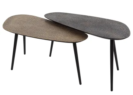 Lot de 2 tables basses doré et noir 84 cm Kahoni