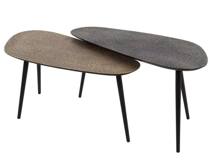 Lot de 2 tables basses doré et noir 84 cm Kahoni