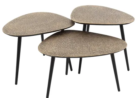 Lot de 3 tables basses doré et noir 54 cm Kahoni