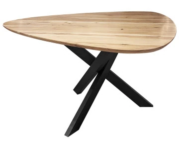 Table à manger bois massif d'acacia et métal 6 personnes Makana