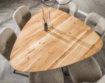 Table à manger bois massif d'acacia et métal 6 personnes Makana