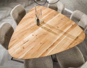 Table à manger bois massif d'acacia et métal 6 personnes Makana