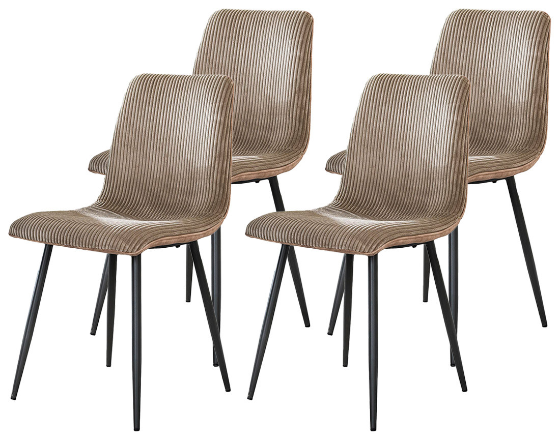 Lot de 4 chaises en velours côtelé et velours Iris