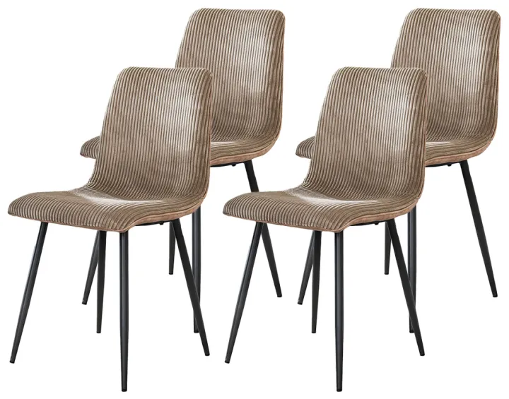 Lot de 4 chaises en velours côtelé et velours Iris