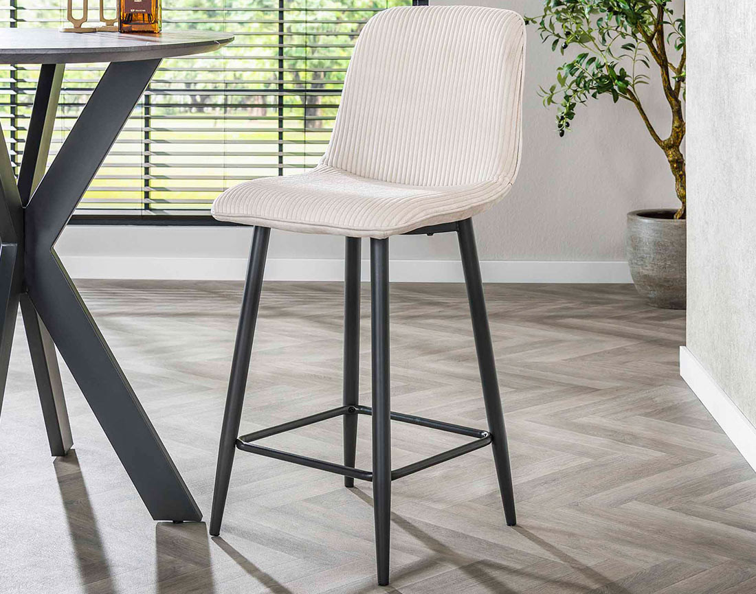 Lot de 2 tabourets en velours côtelé et velours Iris
