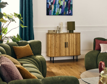 Buffet bas bambou 2 portes 100 cm Kofu