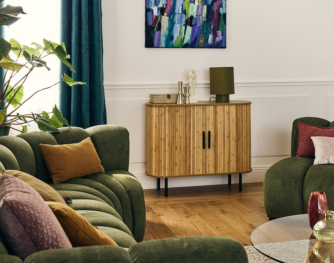 Buffet bas bambou 2 portes 100 cm Kofu