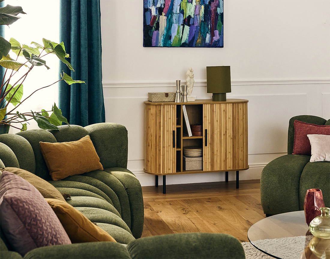 Buffet bas bambou 2 portes 100 cm Kofu