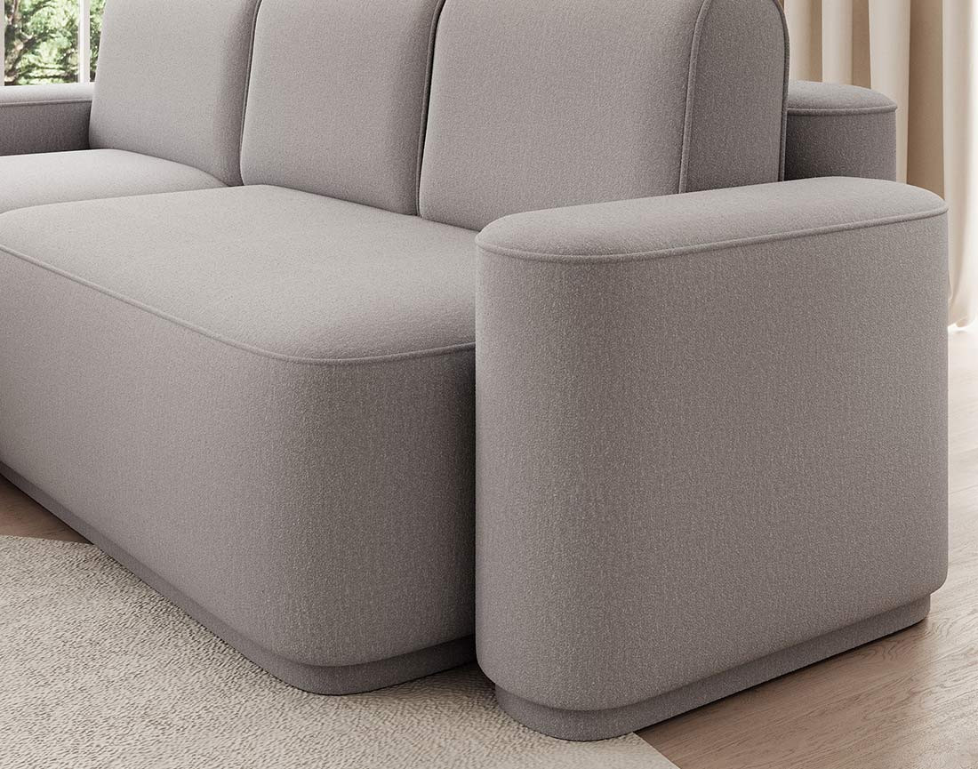 Canapé d'angle gauche 4 places convertible avec coffre en tissu Sam
