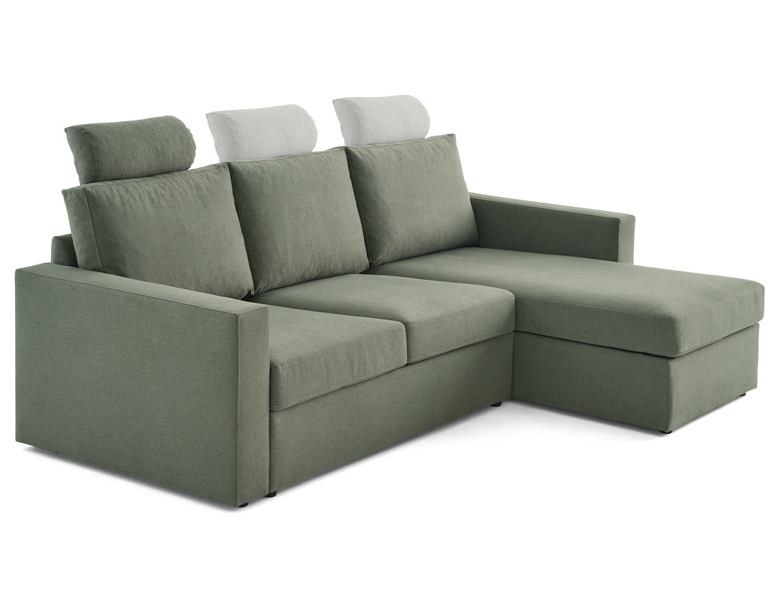 Canapé d'angle réversible 4 places avec têtières amovible en tissu Barrie