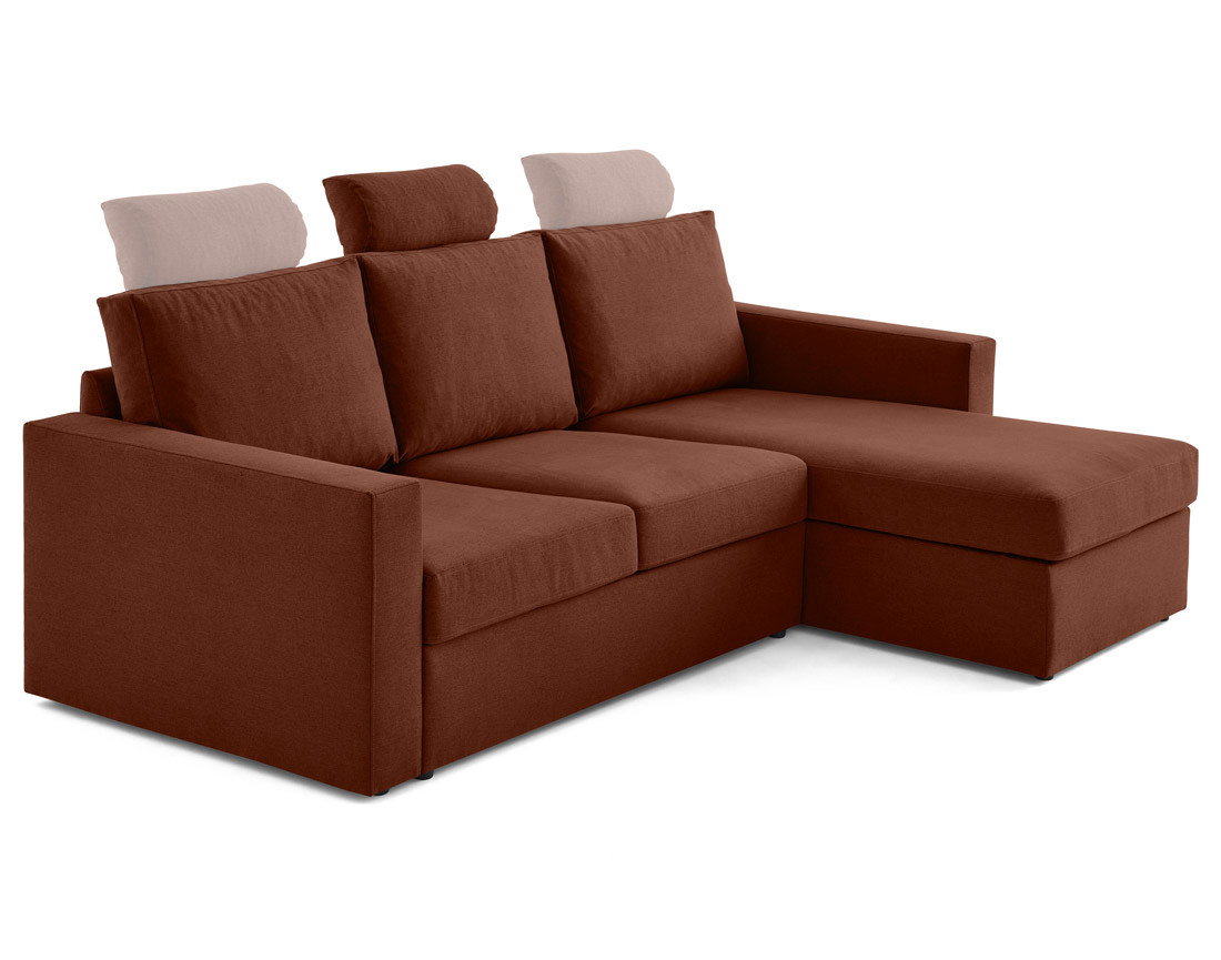 Canapé d'angle réversible 4 places avec têtières amovible en tissu Barrie