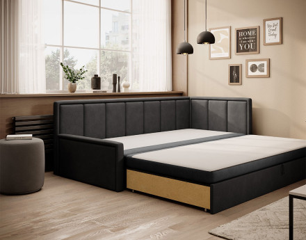 Canapé 3 places droit convertible avec coffre en velours James