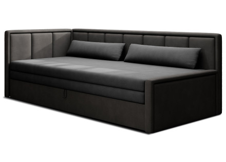 Canapé 3 places gauche convertible avec coffre en velours James