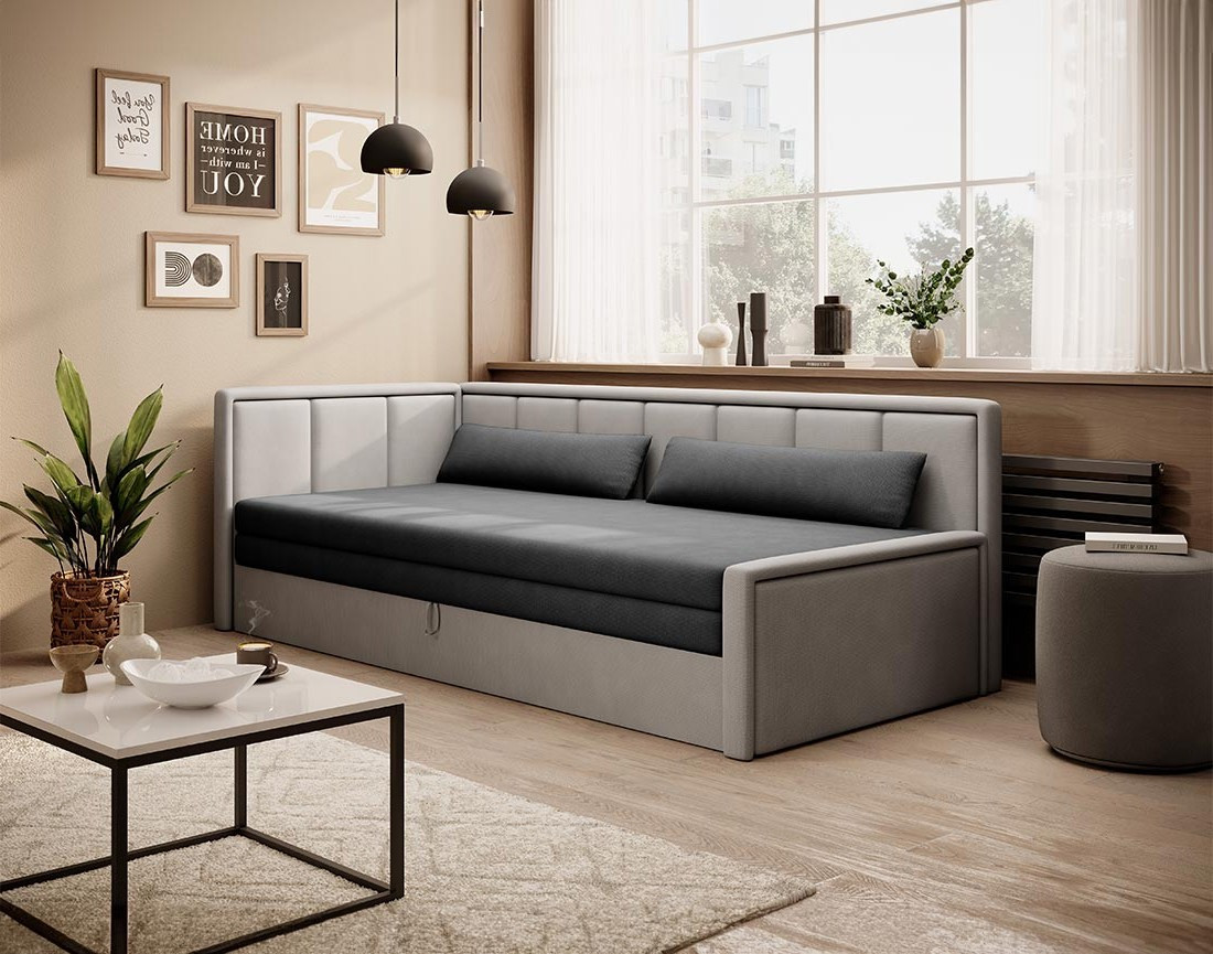 Canapé 3 places gauche convertible avec coffre en velours James