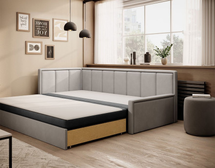 Canapé 3 places gauche convertible avec coffre en velours James