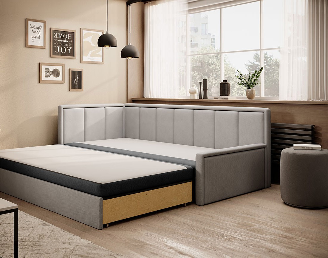 Canapé 3 places gauche convertible avec coffre en velours James