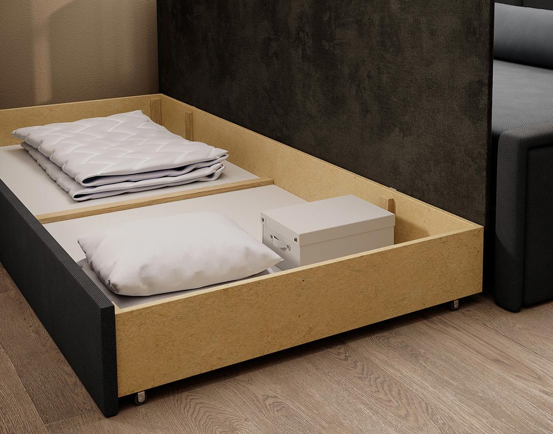 Canapé 3 places gauche convertible avec coffre en velours James Canapé 3 places gauche convertible avec coffre en velours James