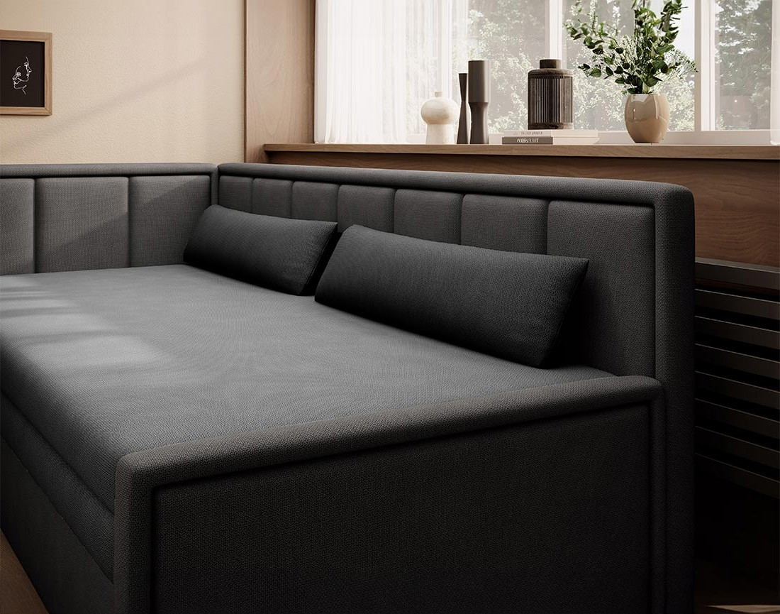 Canapé 3 places gauche convertible avec coffre en velours James Canapé 3 places gauche convertible avec coffre en velours James