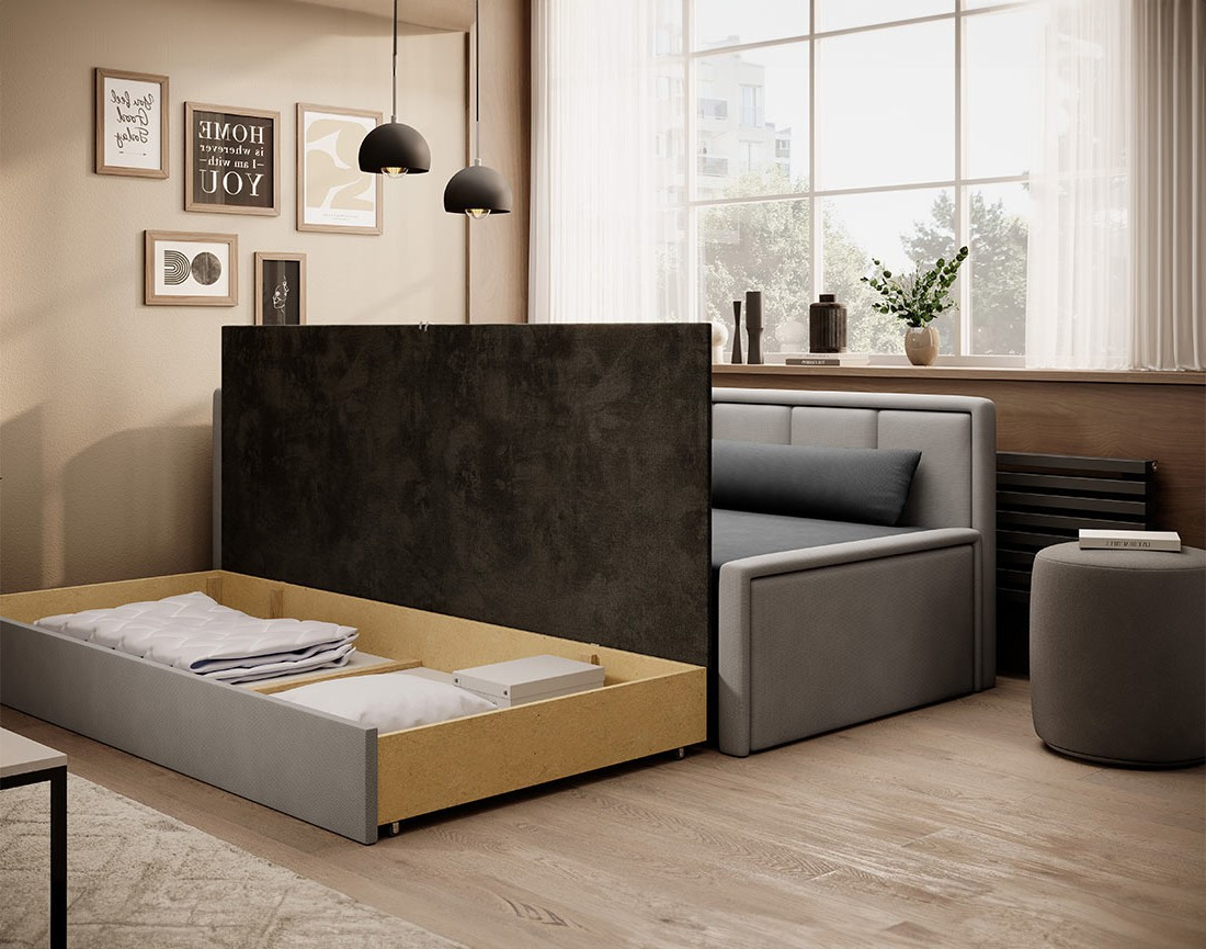 Canapé 3 places gauche convertible avec coffre en velours James