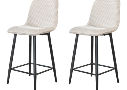 Lot de 2 tabourets en velours côtelé et velours Iris